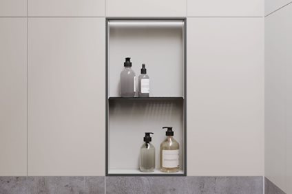 Pictured: KERDI-BOARD-SNLT with SHELF-N